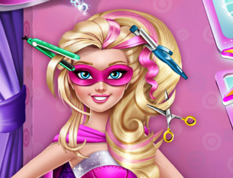 Szuperhős Barbie frizurája fodrászos Barbie játék