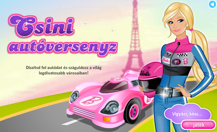 Autó versenyzős Barbie játék